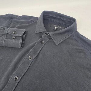 Rag & Bone Cotton Knit Jersey Button-Up Casual Shirt Long Sleeve Black Men's S